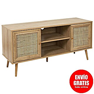 Home Deco Factory Bali Mueble para TV (L x An x Al: 39 x 115 x 56,5 cm, Marrón, Con ratán trenzado)