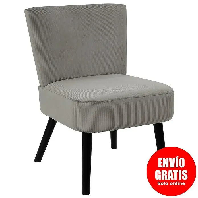 Home Deco Factory Giulia Silla - L x An x Al: 55 x 68 x 76 cm, Gris - Silla de pana gris con patas negras. La silla es sencilla y elegante. Es perfecta para el salón o el dormitorio.