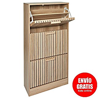 Home Deco Factory Klaus Zapatero (L x An x Al: 24 x 60 x 113 cm, Marrón, Número de compartimentos: 3 ud., Diseño acanalado)