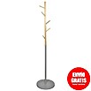 Home Deco Factory Perchero de pie Miko (Ø x Al: 40 x 173 cm, Número de ganchos: 5 ud., Gris/Madera) | BAUHAUS