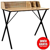 Home Deco Factory Klaus Mesa de escritorio (L x An x Al: 50 x 90 x 84,5 cm, Marrón/Negro, Diseño acanalado) | BAUHAUS