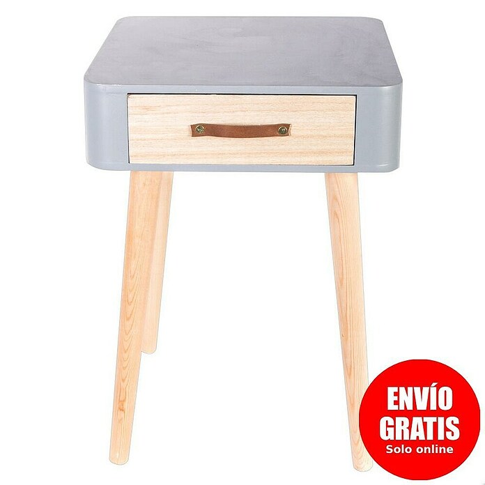Home Deco Factory Mesita de noche (L x An x Al: 35 x 35 x 48 cm, Gris/Madera, Número de cajones: 1 ud.) | BAUHAUS