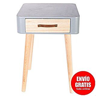 Home Deco Factory Mesita de noche (L x An x Al: 35 x 35 x 48 cm, Gris/Madera, Número de cajones: 1 ud.)