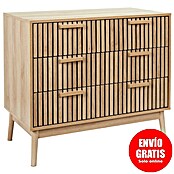 Home Deco Factory Klaus Cómoda (L x An x Al: 49 x 90 x 79 cm, Marrón, Número de cajones: 3 ud., Diseño acanalado) | BAUHAUS