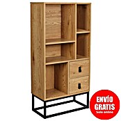 Home Deco Factory Abbot Librería (L x An x Al: 29 x 60 x 120 cm, Marrón/Negro, Número de cajones: 2 ud.) | BAUHAUS