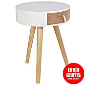 Home Deco Factory Mesa auxiliar (Ø x Al: 35 x 46,5 cm, Blanco/Madera, Número de cajones: 1 ud.) | BAUHAUS