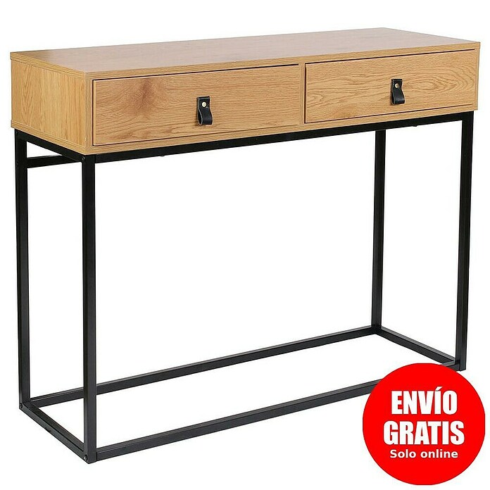 Home Deco Factory Abbot Mesa auxiliar (L x An x Al: 35 x 100 x 80,5 cm, Marrón/Negro, Número de cajones: 2 ud.) | BAUHAUS