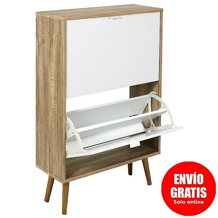Home Deco Factory Zapatero (L x An x Al: 23,5 x 60 x 91,5 cm, Blanco/Marrón, Número de compartimentos: 2 ud.) | BAUHAUS