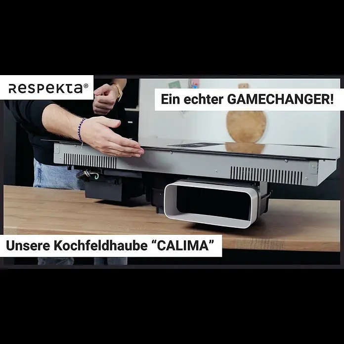 Respekta Induktionskochfeld Calima mit integriertem Dunstabzug - Breite: 83 cm, Schwarz, Max. Gebläseleistung Abluftbetrieb: 544,7 m³/h - Unsere Kochfeldhaube "CALIMA"