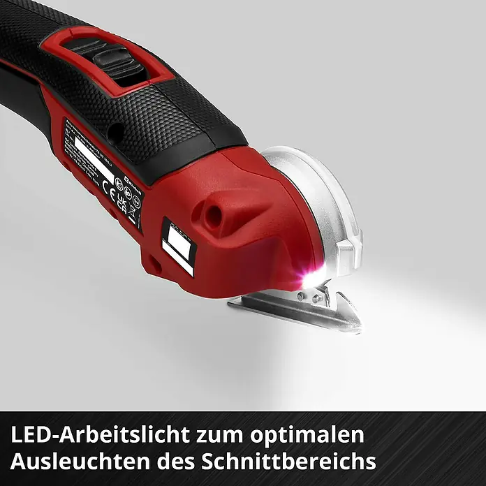 Einhell Power X-Change 18V Akku-Universalschere TE-UC 18/6 Li - Solo - 18 V, Ohne Akku - LED-Arbeitsleuchte für optimale Ausleuchtung.