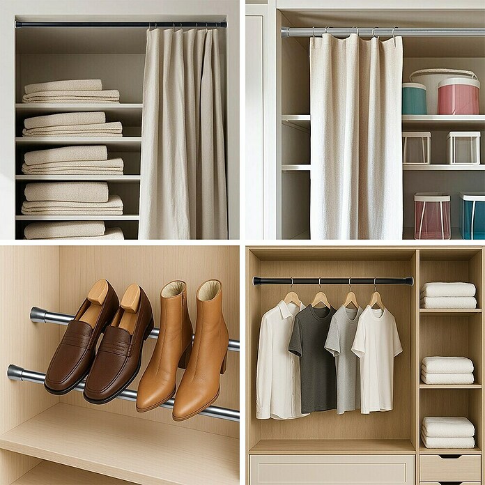 Barra metálica extensible multiusos (Blanco, Longitud barra de cortina: 140 cm - 250 cm, Diámetro: 28 mm) | BAUHAUS