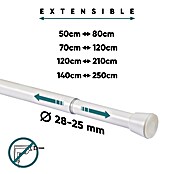 Barra metálica extensible multiusos (Blanco, Longitud barra de cortina: 140 cm - 250 cm, Diámetro: 28 mm) | BAUHAUS