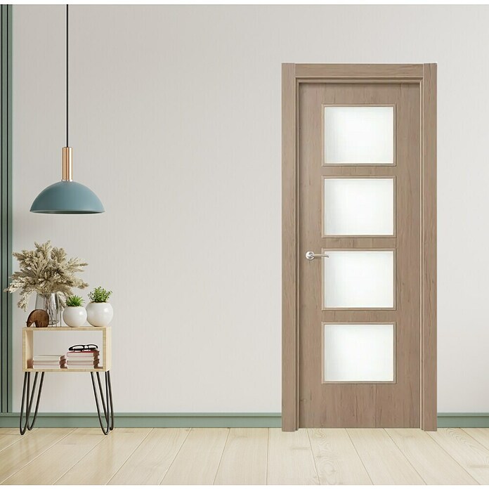 Puerta interior vinílica Toronto (62,5 x 203 cm, Apertura: Derecha, Alveolar, Vidriera)