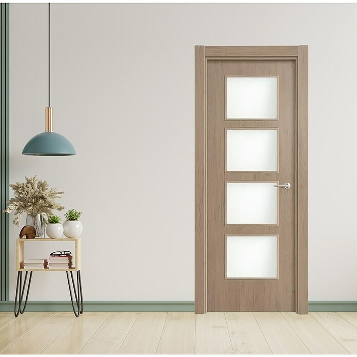 Puerta interior vinílica Toronto (62,5 x 203 cm, Apertura: Izquierda, Alveolar, Vidriera)