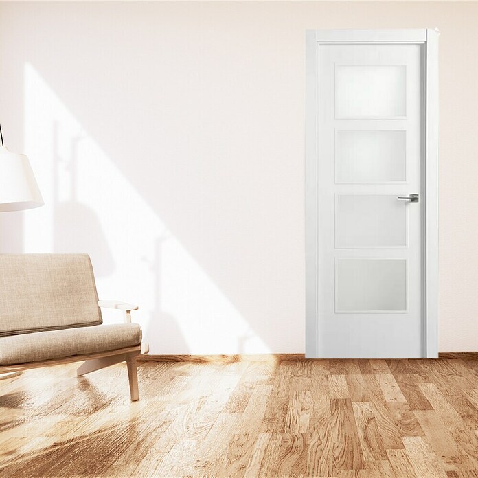Puerta interior Blanca (72,5 x 203 cm, Apertura: Izquierda, Alveolar, Vidriera)