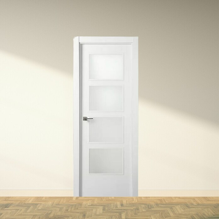 Puerta interior Blanca (82,5 x 203 cm, Apertura: Derecha, Alveolar, Vidriera)