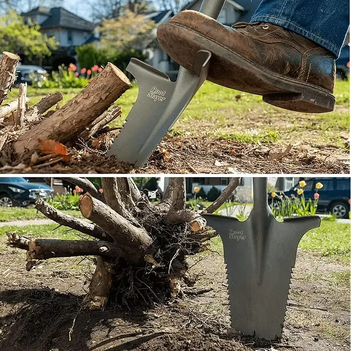 RootSlayer spade speciaal massief - verkoop - rood - volwassenen - ultrascherpe stalen tanden, ultra robuust en licht