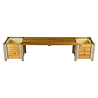 Dobar Gartenbank mit Blumenkästen (B x T x H: 180 x 40 x 39,5 cm, Fichte, Grau/Braun)