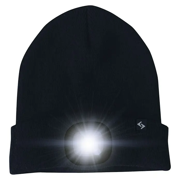 Scheibler LED-Kindermütze Malix - Schwarz, Einheitsgröße - Schwarze Mütze mit integrierter LED-Leuchte für bessere Sichtbarkeit. Ideal für Outdoor-Aktivitäten in der Dunkelheit oder bei schlechten Lichtverhältnissen.