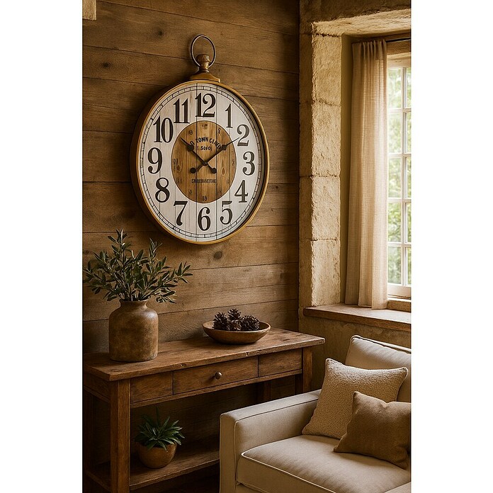 Reloj de pared Paris (Diámetro: 67 cm, Dorado) | BAUHAUS