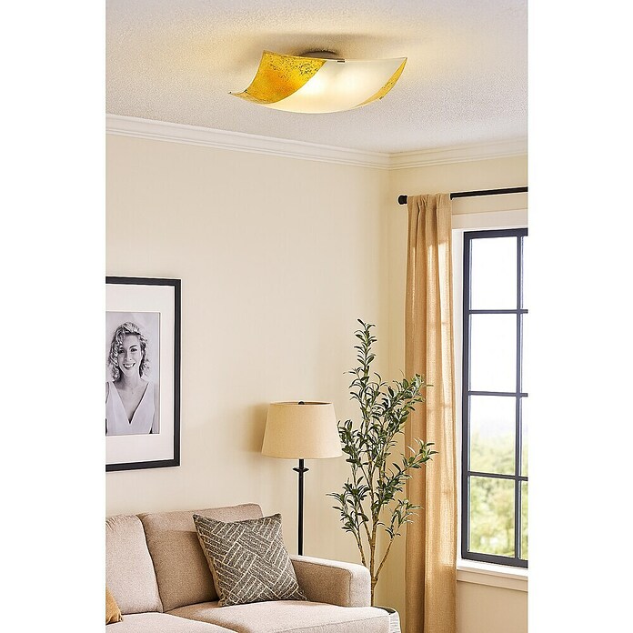 Plafón LED Cristal vin cuadrado (12 W, L x An x Al: 8 x 25 x 25 cm, Oro, Blanco neutro) | BAUHAUS