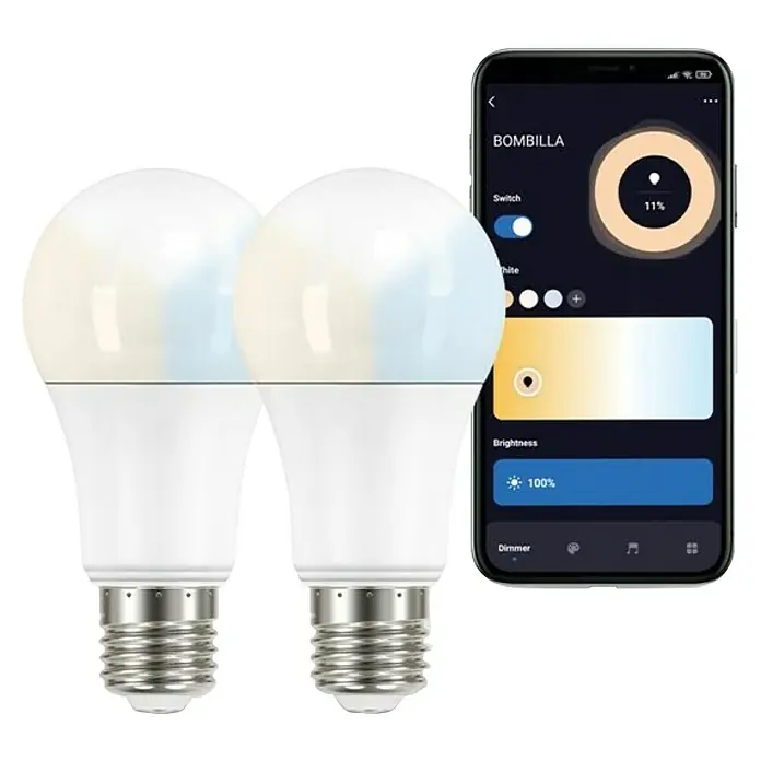 Garza Bombilla LED inteligente Pack - E27, Capacidad de atenuación: Intensidad regulable, Blanco cálido, 1.060 lm, 11 W - Bombillas inteligentes con aplicación para smartphone para controlar el brillo y la temperatura de color para una iluminación personalizada.
