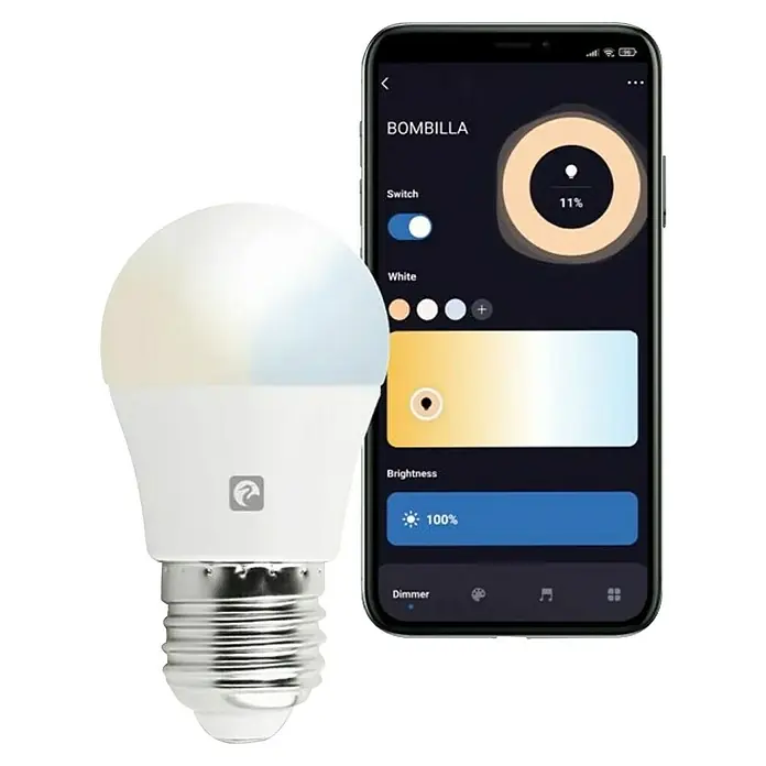 Garza Bombilla LED inteligente Pack - E27, Capacidad de atenuación: Intensidad regulable, Blanco cálido, 470 lm, 5,5 W - Bombilla LED inteligente con control de app para ajustar brillo y color para iluminación personalizada.