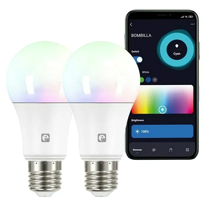 Garza Bombilla LED inteligente WIFI Pack - E27, RGBW, 1.060 lm, 11 W - Bombilla LED inteligente con selección de color y control por smartphone para ambientes luminosos personalizados.