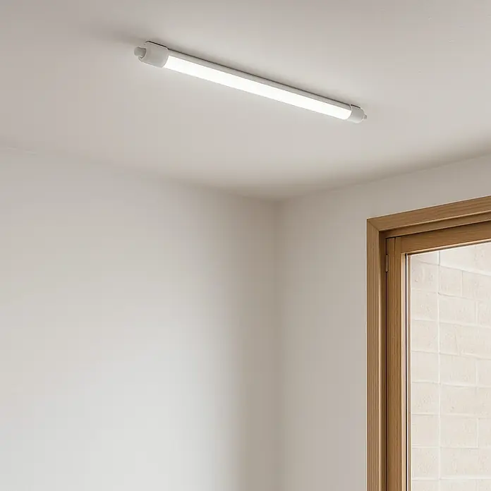 Eglo Feuchtraumleuchte Expert Slim Sensor - 45 W, L x B x H: 149,5 x 5,6 x 5,3 cm, Weiß, Neutralweiß - Eine Deckenleuchte mit schlankem, weißem Design, die eine helle, gleichmäßige Ausleuchtung bietet und sich gut in moderne Innenräume einfügt.
