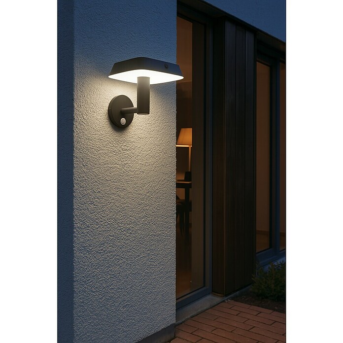 Eglo Aplique solar LED para exterior Dreoli (8 W, Plástico, Blanco cálido, Negro) | BAUHAUS