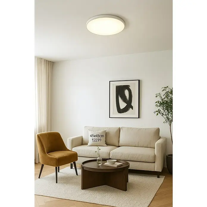 Candy-Light Plafón redondo Ducale - 180 W, Diámetro: 40 cm, Blanco, E27 - Lámpara de techo moderna en un elegante salón. El diseño elegante complementa perfectamente el interior, proporcionando iluminación ideal.
