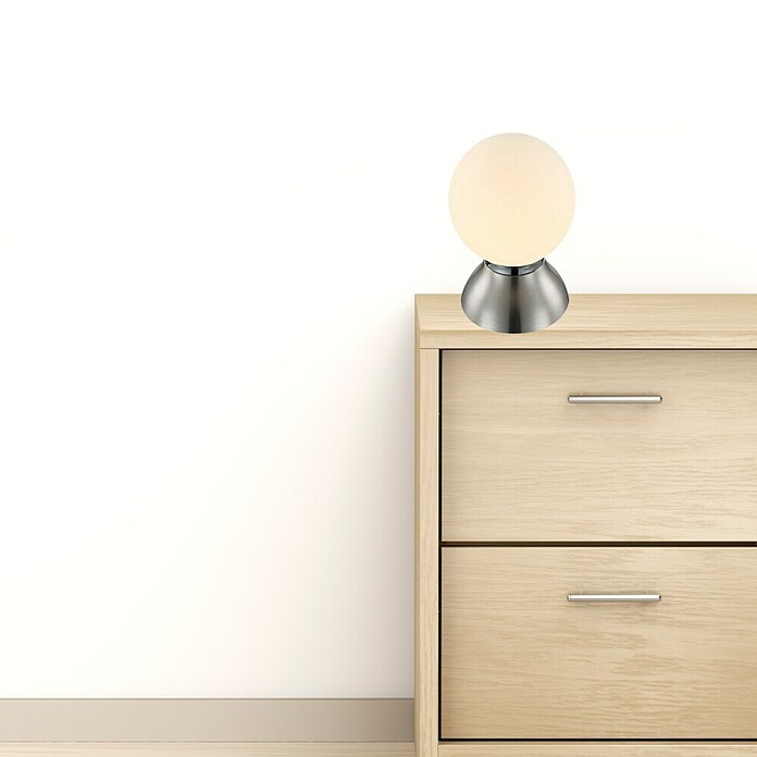 Globo LED-Tischleuchte (4 W, Fassung: E14, Lichtfarbe: Warmweiß, Farbe Korpus: Nickel matt)