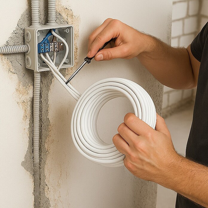 Bricable Cable eléctrico H05VV-F3G2,5 (H05VV-F3G2,5, 50 m, Blanco)