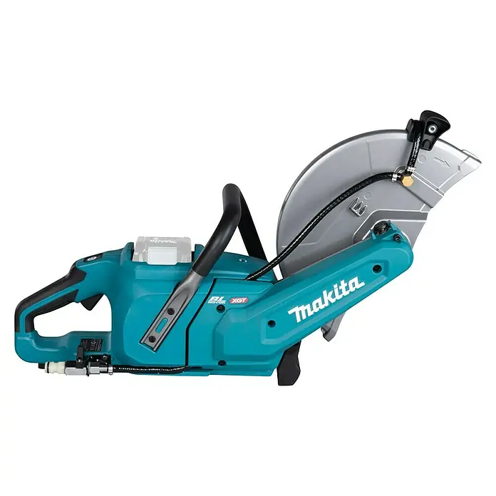 Makita XGT 40V max. Akku-Trennschleifer CE004GZ - Ohne Akku - Abbildung einer Makita Metalltrennsäge mit Akku, ideal für präzise Schnitte in Metallwerkstücken.