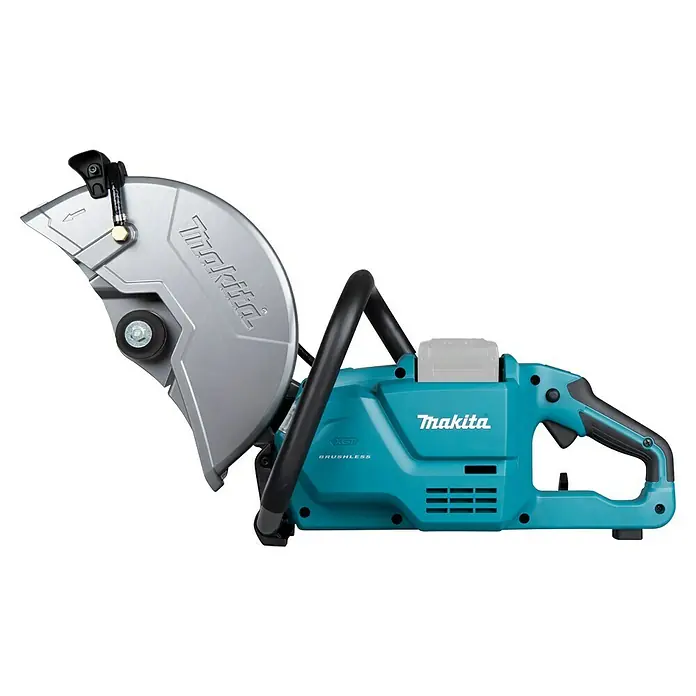 Makita XGT 40V max. Amoladora tronzadora de batería CE004G - 40 V, Sin batería - Tronzadora de disco a batería Makita DCC500Z con protector metálico para un trabajo sin polvo, ideal para construcción y demolición.