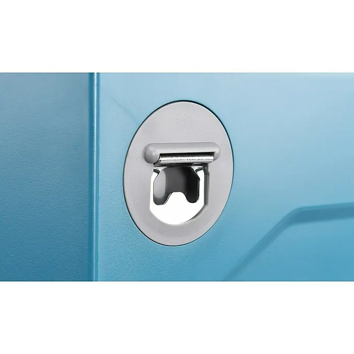 Makita XGT 40V max. Akku-Kühlbox CW001GZ01 - 40 V, Behältervolumen: 20 l, 62,3 x 37,1 x 34,1 cm - Detailansicht eines montierten Flaschenöffners. Ideal für den Innen- und Außenbereich, robust und langlebig.