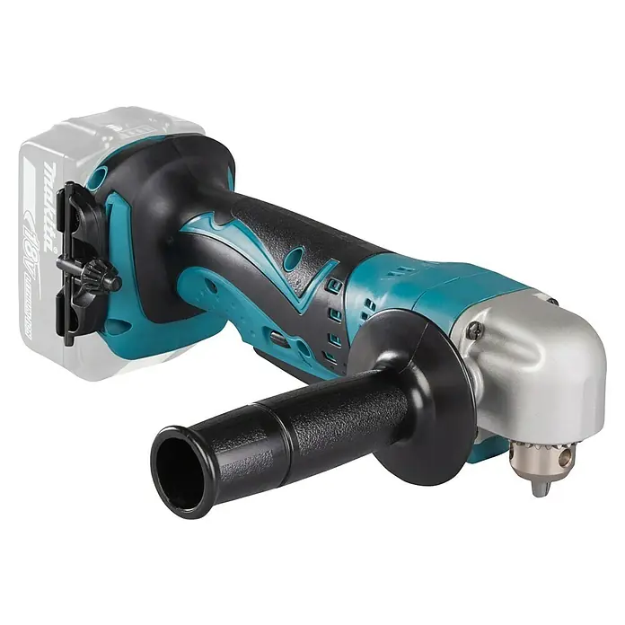 Makita LXT 18V Taladro angular de batería DDA350 -  - Primer plano de un taladro angular inalámbrico Makita, perfecto para lugares de difícil acceso.