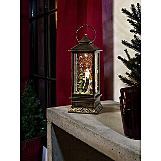 Konstsmide LED-Schneelaterne Weihnachtsmann (Innen, 1-flammig, 10,5 x 10,5 x 27 cm, Batteriebetrieben, Braun)
