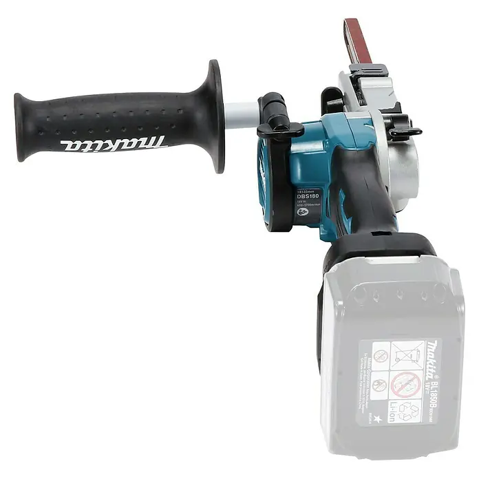 Makita LXT 18V Akku-Bandfeile DBS180Z - 18 V, Ohne Akku, Bandgeschwindigkeit: 600 m/min - 1.700 m/min - Abbildung eines Makita DBS180 Akku-Bandschleifers, der sich ideal zum Schleifen von Metall, Holz und Kunststoff eignet.