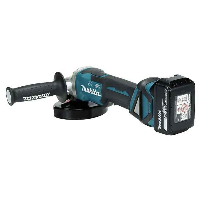 Makita LXT 18V Amoladora angular de batería DGA517 - 18 V, 2 baterías, 5 Ah, Diámetro disco: 125 mm - Amoladora angular inalámbrica de Makita con mango auxiliar y batería de 18V para tareas de pulido potentes.