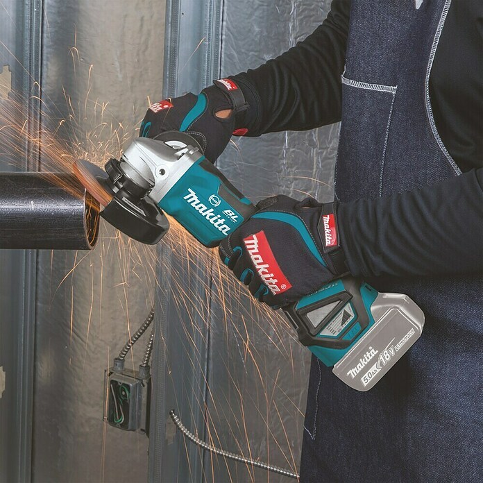 Makita LXT 18V Amoladora angular de batería DGA517 (18 V, 2 baterías, 5 Ah, Diámetro disco: 125 mm) | BAUHAUS