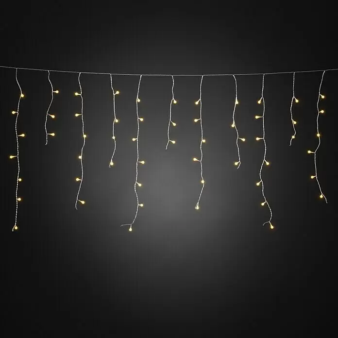 Konstsmide LED-Lichtervorhang Eisregen Globes - Außen, 0,7 m, Bernstein, 400 Stk., Netzbetrieben - Vorderansicht