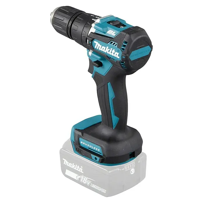 Makita LXT 18V Taladro atornillador percutor de batería DHP487 - 18 V, Sin batería, 40 Nm - Taladro inalámbrico Makita, una herramienta para trabajos de perforación y atornillado precisos con alto rendimiento y larga vida útil.
