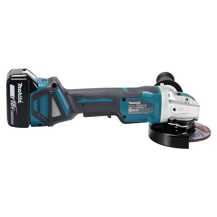 Makita LXT 18V Amoladora angular de batería DGA519RTJ (18 V, 2 baterías, Diámetro disco: 125 mm) | BAUHAUS