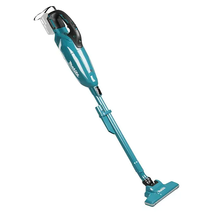 Makita LXT 18V Aspirador de batería DCL283FZ - 18 V, Sin batería, Volumen de recipiente: 0,25 l - Aspiradora sin cable de Makita, turquesa y negro, con tubo telescópico y boquilla para suelos, ideal para tareas de limpieza flexibles.