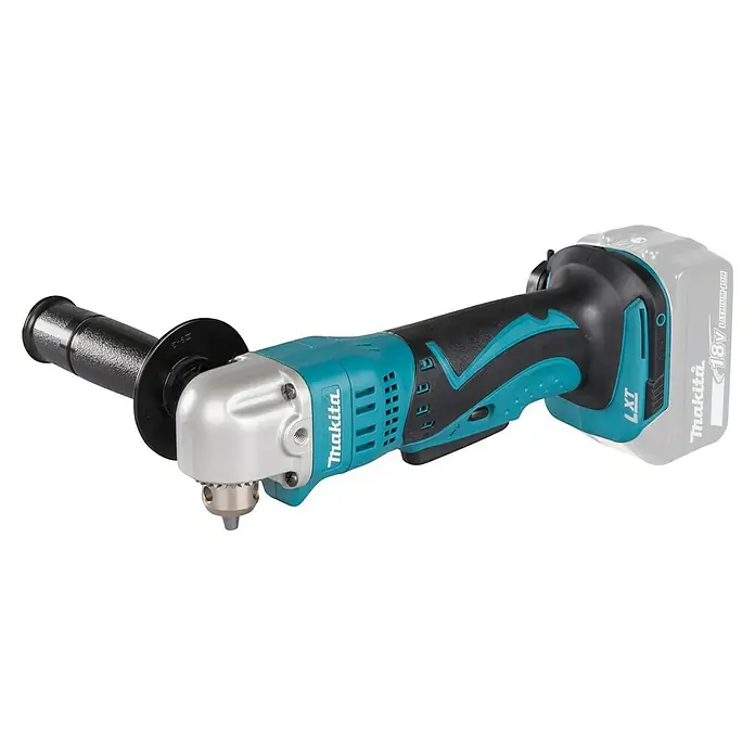 Makita LXT 18V Akku-Winkelbohrmaschine DDA350Z - Ohne Akku, Leerlaufdrehzahl: 1.800 U/min - Akkubohrmaschine Makita mit Winkelkopf, ideal für schwer zugängliche Stellen. Das Gerät ist robust und handlich für präzise Arbeiten.