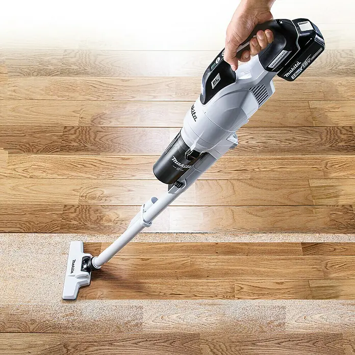 Makita LXT 18V Akku-Staubsauger mit Zykloneinheit DCL286FZW - 18 V, Ohne Akku, Behältervolumen: 0,25 l - Kabelloser Makita Staubsauger reinigt Holzboden mit Staub. Der leichte Akku-Staubsauger bietet Flexibilität für schnelle Reinigungsaufgaben.