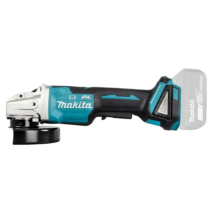 Makita LXT 18V Amoladora angular de batería DGA520Z - 18 V, Sin batería, Diámetro disco: 125 mm - Amoladora angular inalámbrica Makita con diseño azul y negro y batería de iones de litio de 18V, ideal para tareas profesionales de pulido y corte.