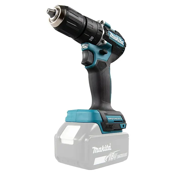 Makita LXT 18V Taladro atornillador percutor de batería DHP487 - 18 V, Sin batería, 40 Nm - Taladro atornillador inalámbrico Makita con batería. Ideal para atornillar y taladrar con ajuste de par regulable y motor sin escobillas para una larga vida útil.