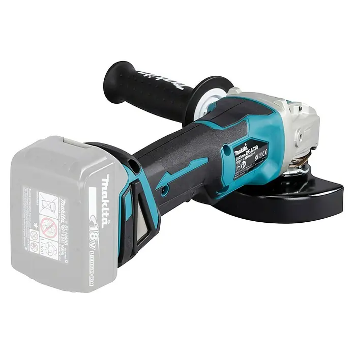 Makita LXT 18V Amoladora angular de batería DGA520Z - 18 V, Sin batería, Diámetro disco: 125 mm - Amoladora angular inalámbrica de Makita, modelo DGA520, con batería de iones de litio de 18V y mango lateral para un esmerilado preciso.